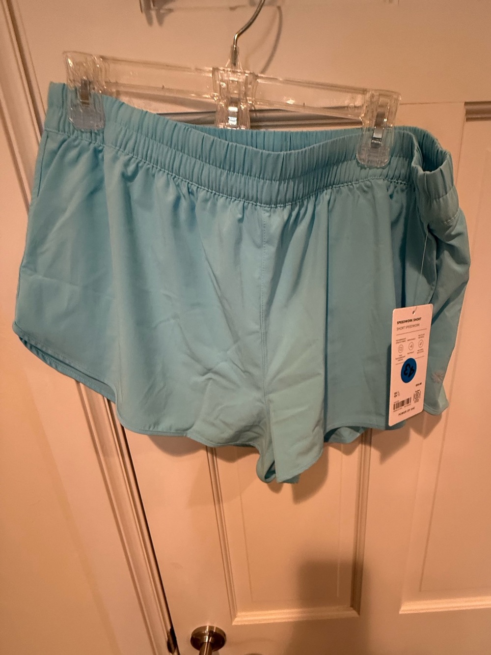 NWT Athleta Speedwork Athletic Running Shorts Light Aqua Blue XL